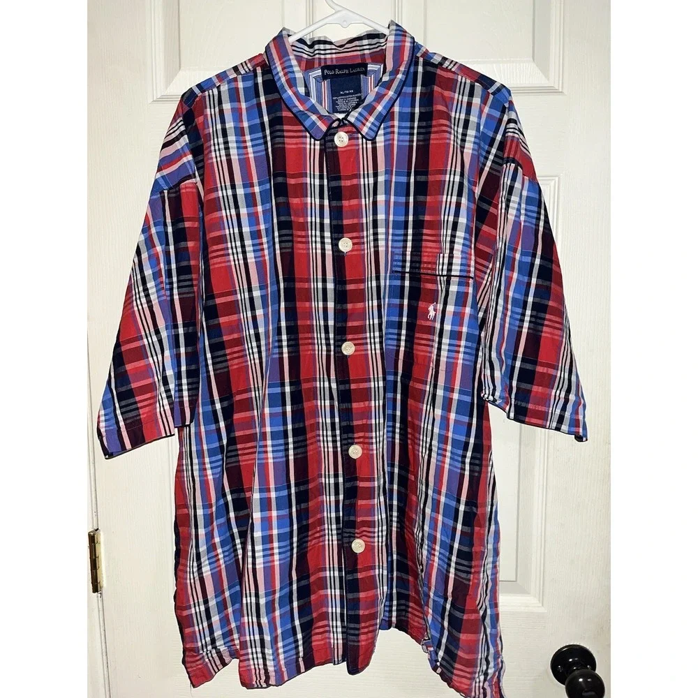Polo Ralph Lauren Shirt Mens‎ XL White Blue Red Color Pony Preppy Pocket